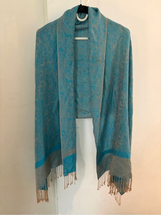 pashmina Accessories - Pashma 70% Pashmina Silk Blend Scarf/Shawl – Turquoise Paisley